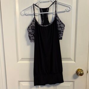 Black Faux Lace Flowy Tank Top